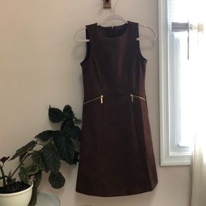 Ann Taylor Factory Brown Sleeveless Sheath Dress with Gold Zippers